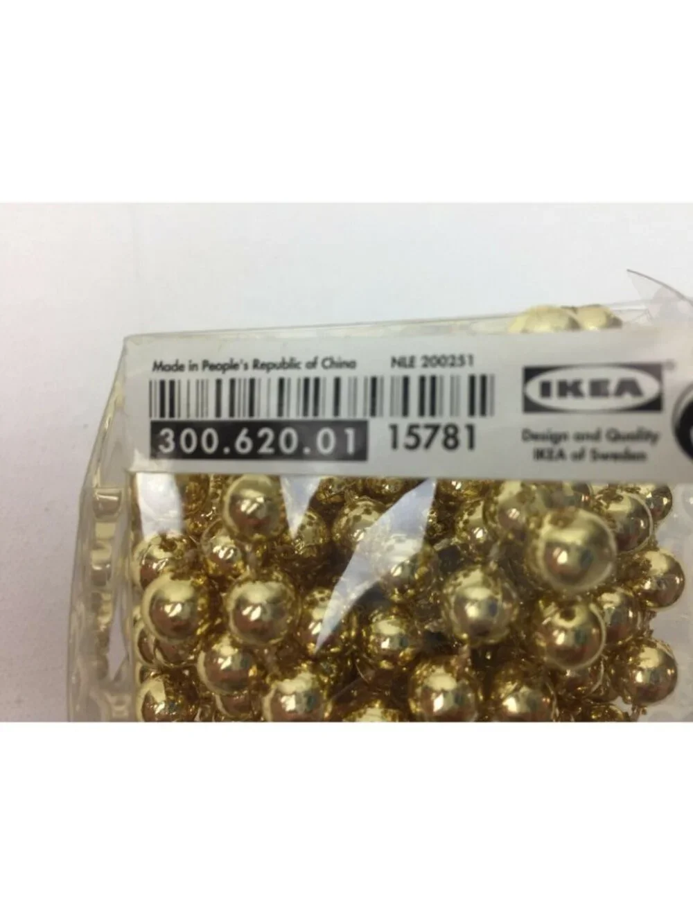 IKEA Christmas Festive Holiday Indoor Decor Gold Bead Garland